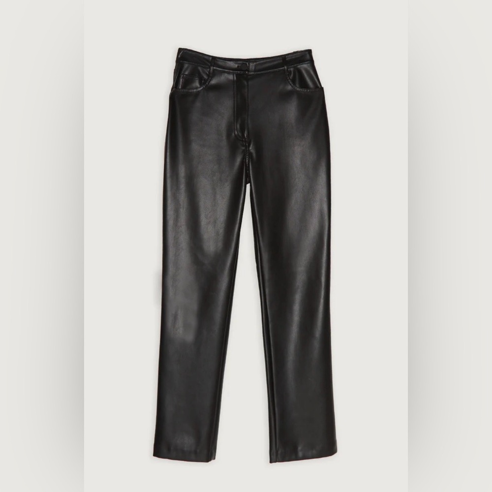NWOT OAK + FORT Black Leather Pants - Picture 10 of 11